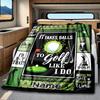 Golfing Passion And Dedication Artwork Blanketcustomizable With Your Namecomfortable And Stylish Perfect For Travel Beds Chairs Offices Sofas