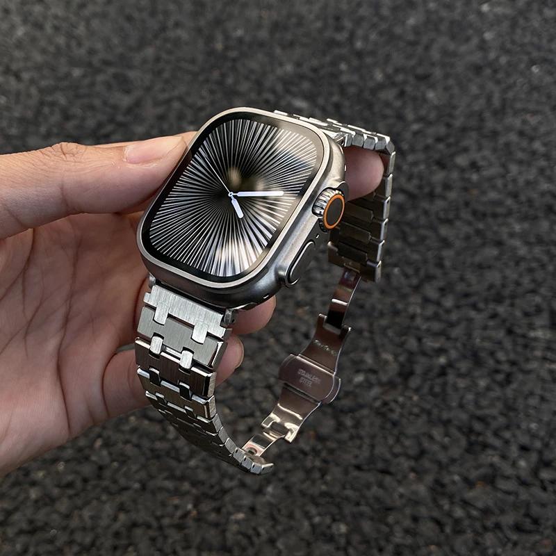 Stainless Steel Band for Apple Watch Ultra 2 49mm 46mm 45 44 42 Luxury Metal Frost Strap Bracelet for IWatch Series10 9 8 7 6 SE