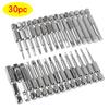 30-Piece Chrome-Plated Hex Shank Screwdriver Bit Set, 50mm Long, S2 Material, Lightly Magnetic Chrome Bits