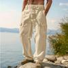 Men's Linen Four Seasons Thin Breathable Tooling Multi-Pocket Loose Casual Trend Wide Leg Pants