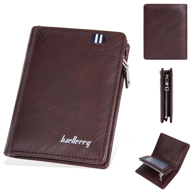 

Baellerry RFID Защита от кражи Монета Сумка на молнии Кошелек Кошельки для мужчин Винтажный дизайн Визитница Кошелек 12cm*9.5cm*2cm кофейный