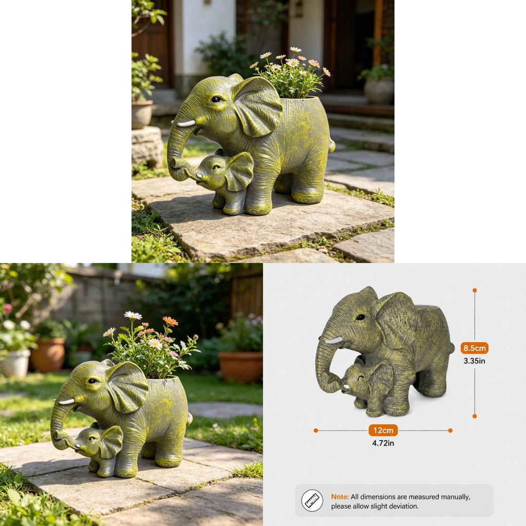 Creative Elephant Plant Pot Resin Garden Decor For Outdoor Yard And Balcony