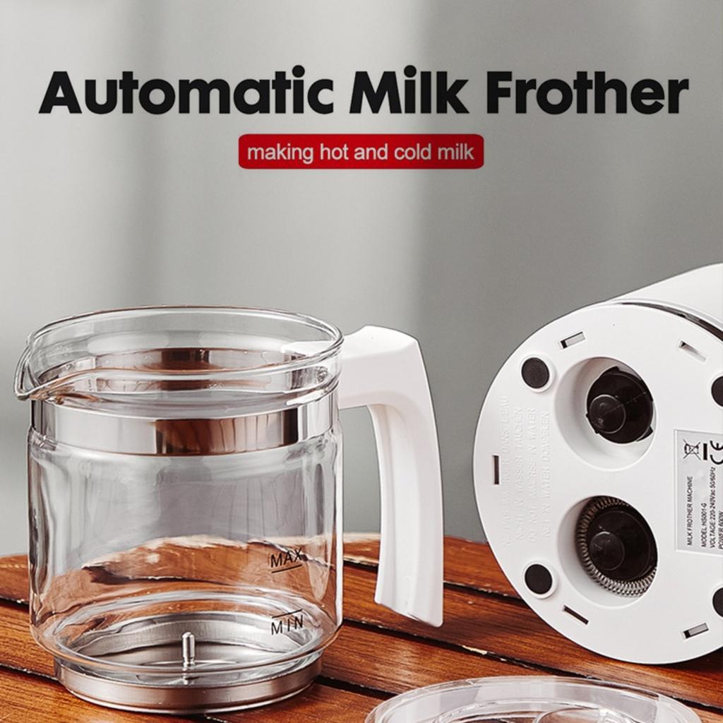 Household Small Milk Foam Machine, Separate Handheld Electric Milk Beater, Hot and Cold Stirring Milk Heater, Capacity: 450ml Abs + Glass YJKJ