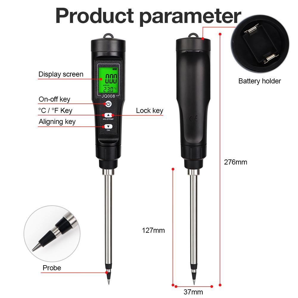 0.00-10.00 MS/cm -30°C-80.0°C LCD EC TEMP 2 In 1 Soil Tester Soil Detector Analyzer for Potted Plants Flower Gardening Farming