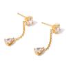 Yhpup Cubic Zirconia Chain Water Drop Dangle Earrings Trending Golden Stainless Steel Delicate Korean Chic Jewelry Accessories