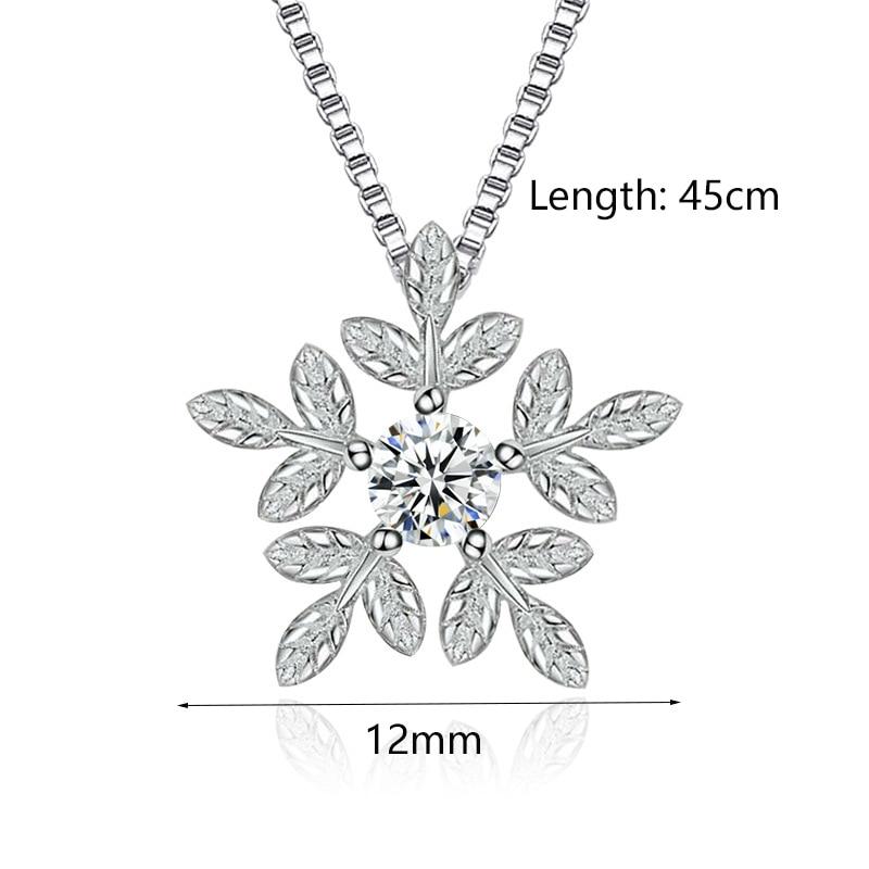 Evimi 925 Sterling Silber Zirkon Schneeflocke Neckace Für Frauen Geschenk Kette Choker Collares Weihnachten Halskette S -N142