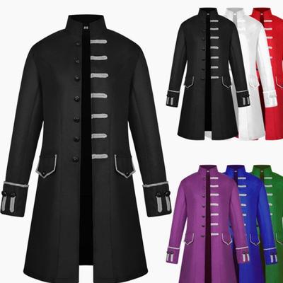 Export Fashion Men's Overcoat Medieval Costume Solid Color Fashion Steampunk Retro Men's Uniforms.
