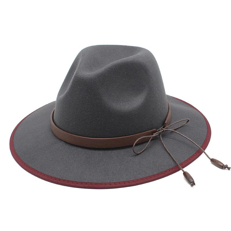 2022 White Hemmed Woolen Top Hat Versatile Jazz Hat British Wide-Brimmed Panama Cowboy Hat Children