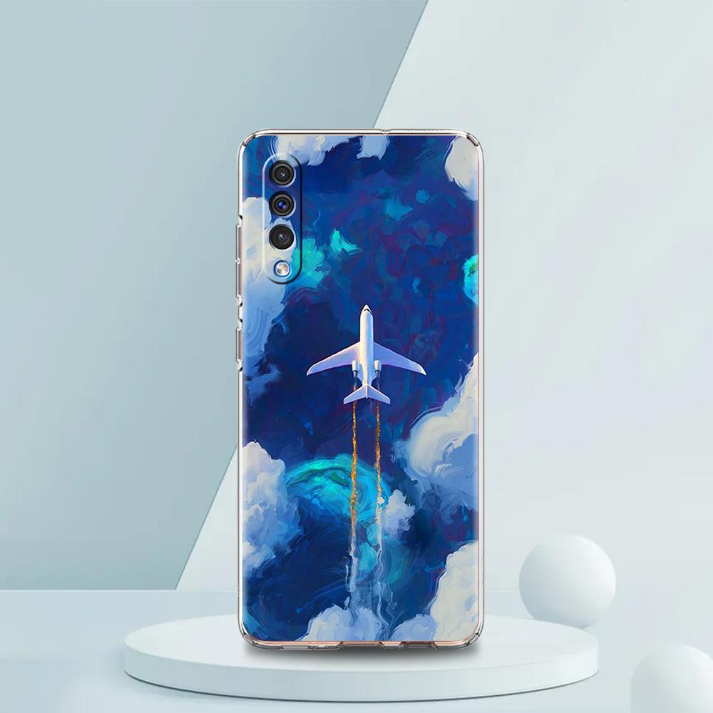 Travel-Inspired Airplane Route Transparent Phone Case for Samsung Galaxy A16 A14 A12 A22 A24 A42 A02 A03S A06 A20 A30 A40 Cover