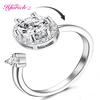 Hfarich Blue Crystal Butterfly Ring Rotate Freely Anti Stress Anxiety Ring For Women Girl Wedding Jewelry Engagement Gifts
