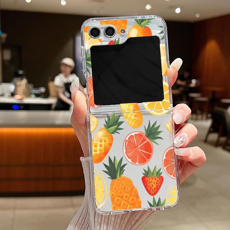 For Samsung Galaxy Z Flip 7 6 5 4 3 Case Cherry Watermelon Fruits Hard Clear Folding Cover For Samsung Z Flip6 Flip5 Flip4 Flip7