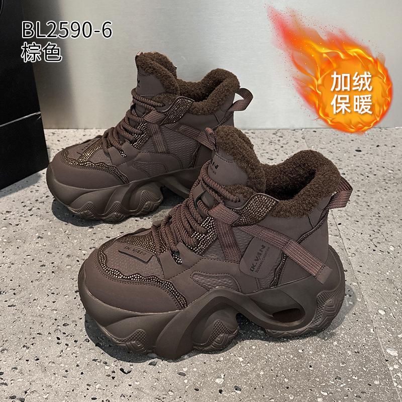 

Dad shoes new winter casual lace-up thick-soled warm casual dad shoes 34 коричневый