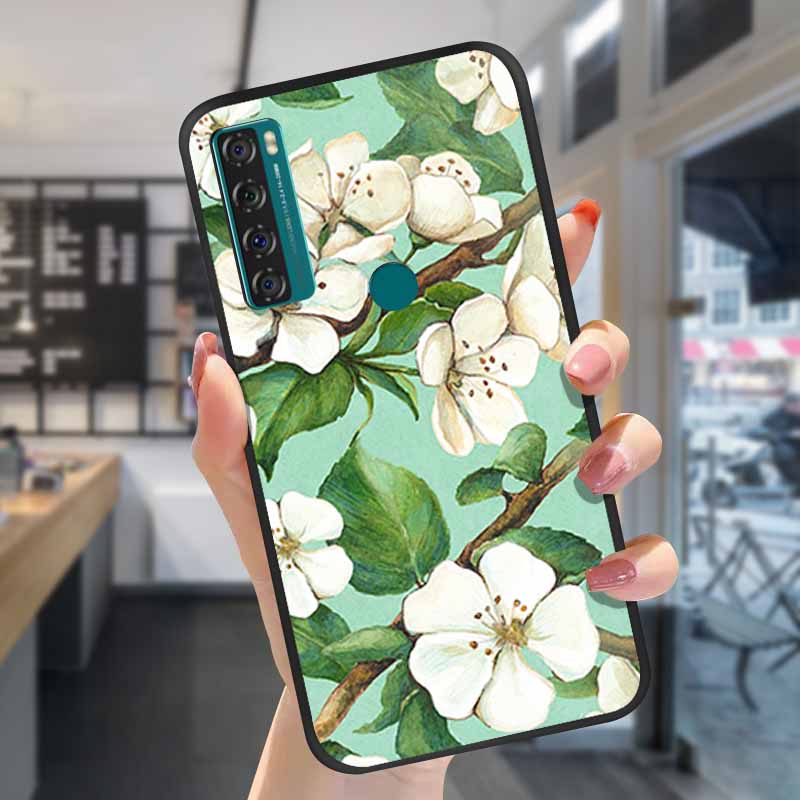 For TCL 20S Cases 20L 20se 20L+ 3D Relief Floral Silicone Emboss Covers For TCL 20S Back Cases Protective Coques Fundas TCL 20SE
