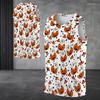 Men Plus Size V Neck Sleeveless Tank Top Halloween Mummy Pumpkin Printed White