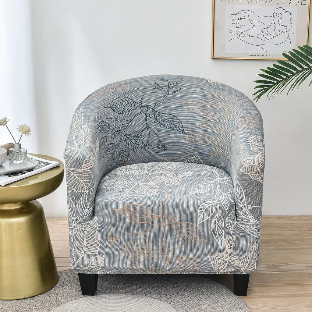 Tub Sofa Cover Stretch Sofa Club Chair Cover Elastic Study Printed  Armrest  Chair Cover for Bar