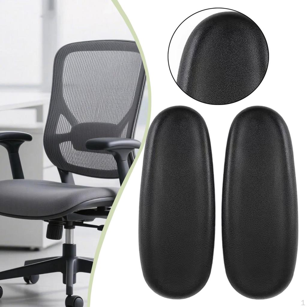 2 Pieces Office Chair Armrest Arm Pads PU Leather Universal Easy Installation Comfortable Replace