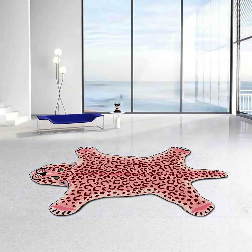 Special-shaped carpet, cartoon irregular carpet, lying tiger/panther//lion, living room bedroom, 80x160cm