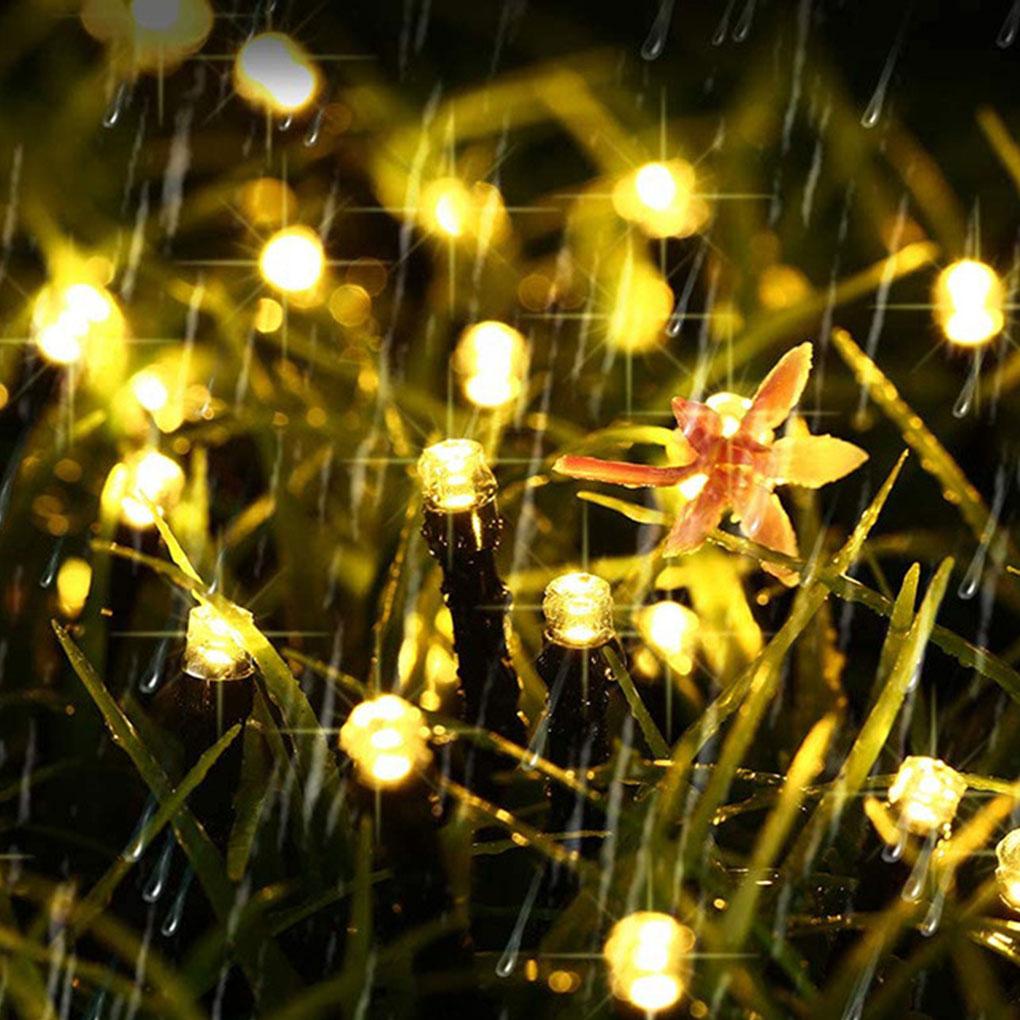 Solarne Lampki Sznurkowe Lampy Nocne Festiwalowe Wodoodporne Oświetlenie Dekoracyjne Bar Okno Tło Ogród Trawnik Drzewa Dekoracja