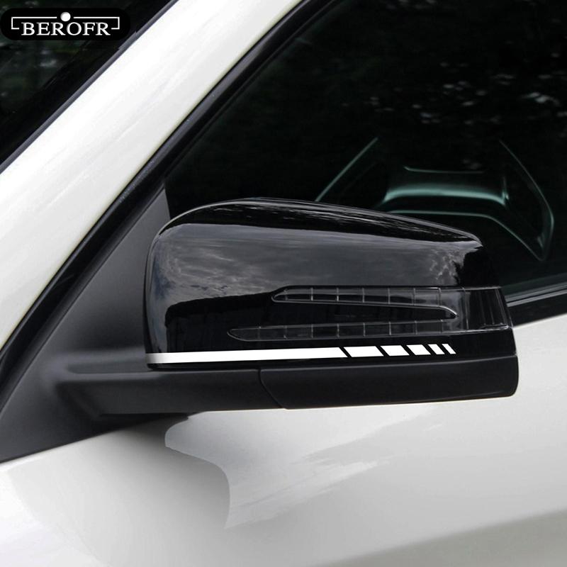 Hot Car Sticker 2 Sets 4PCS Truck Vinyl Stripe Rearview Side Mirror Decal Vehicle Body Accessories Black /Silver 20 * 0.7cm
