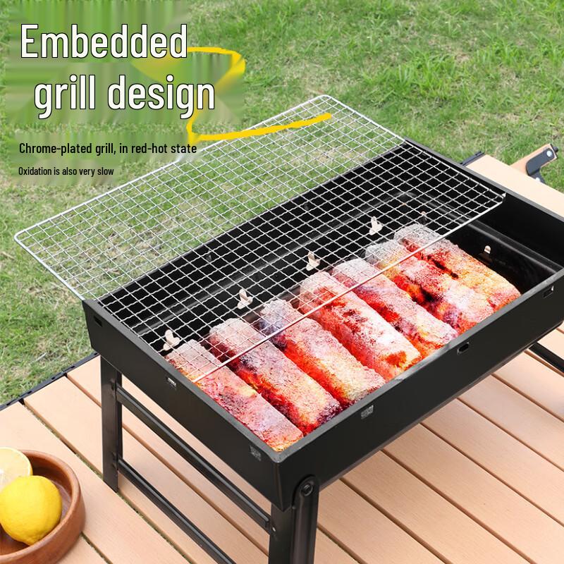 58cm Tragbarer Klapp-Holzkohle-Grill mit 12-teiligem Set