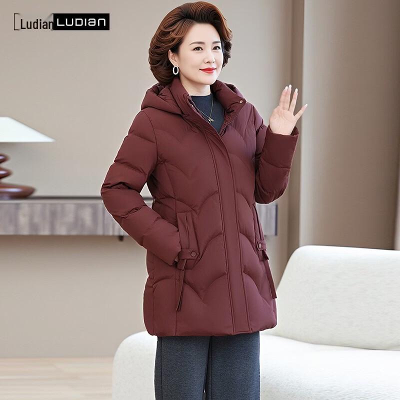 LUDIan Middle-Aged and Elderly Detachable Hood Down Jacket