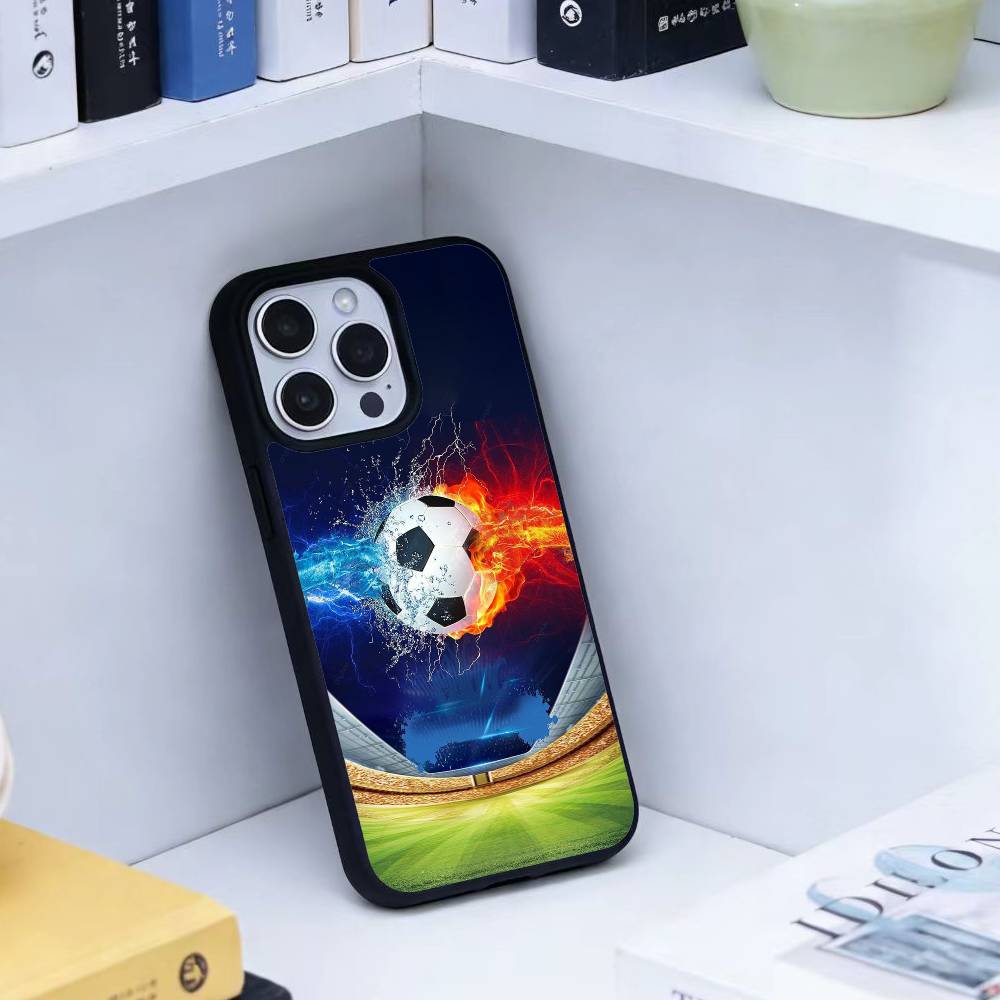 Fire Football Soccer Ball  Phone Case For iPhone 14,16,15,13,17,12,Plus,Pro,Max Magnetic For Magsafe Frosted Cover