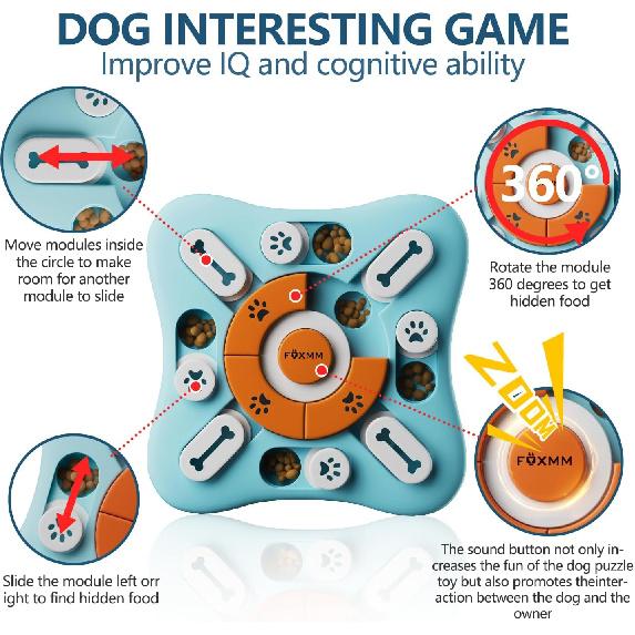 Interactive Dog Treat Puzzle Toys for IQ Training & Mental Stimulating,Fun Slow Feeder,Large Medium Small Dogs Enrichment Toys with Squeak Design