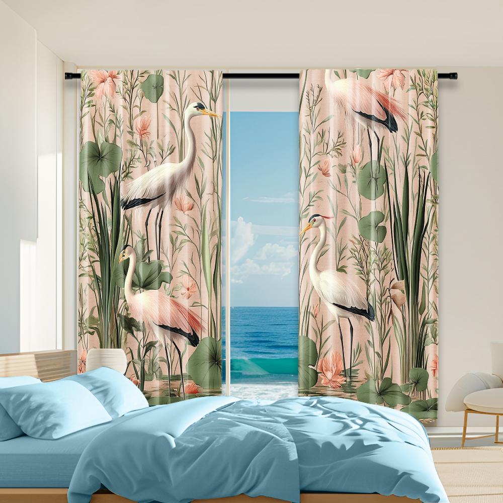 

Set Of 2 Versatile Polyester Transparent Curtains Home Decoration Pink Base White Use Bedrooms Living Rooms Curtain Perfect For Room W100*H70(CM)-Rod Pocket&2PCS