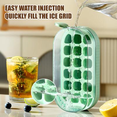 Ice Cube Mold Effortless Push-Type Release Ice Tray Storage Box BPA-Free Stackable Flexible Ice Cube Maker for Home Use