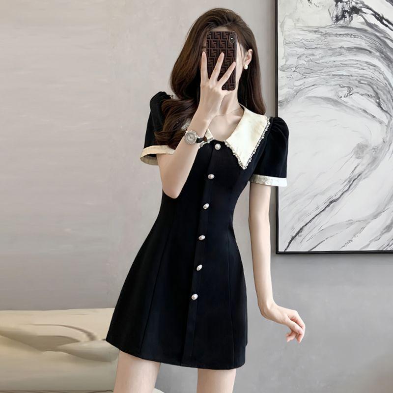 2026 Summer French Hepburn Style Slimming Black Dress for Petite Women