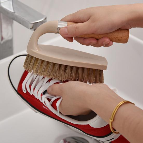 Cleaning Brush Multifunctional Durable Wooden Handle Stiff Bristles Sturdy Scrub Brush for Bathroom