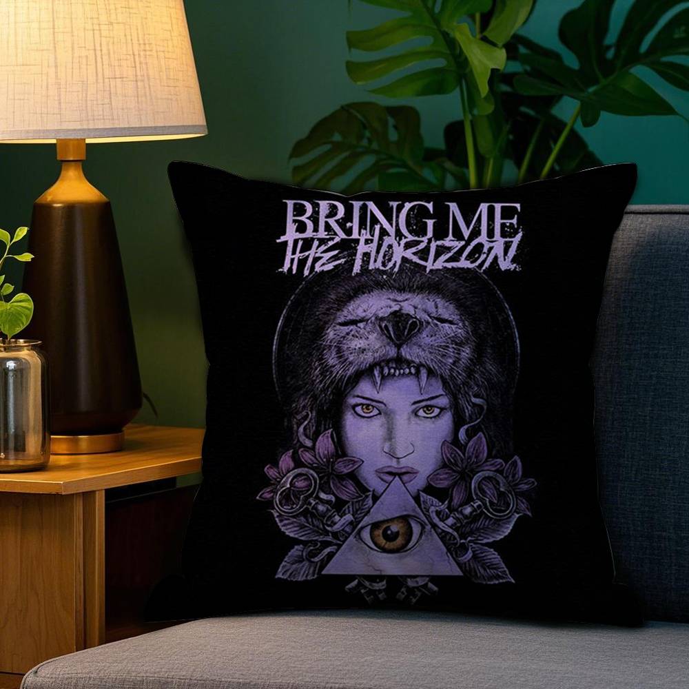 

B-Bring Me the H-Horizon Pillow Case Plush Fabric Soft Double Sided Print Home Sofa High Quality Cushion Cover Throw 12x12Inch