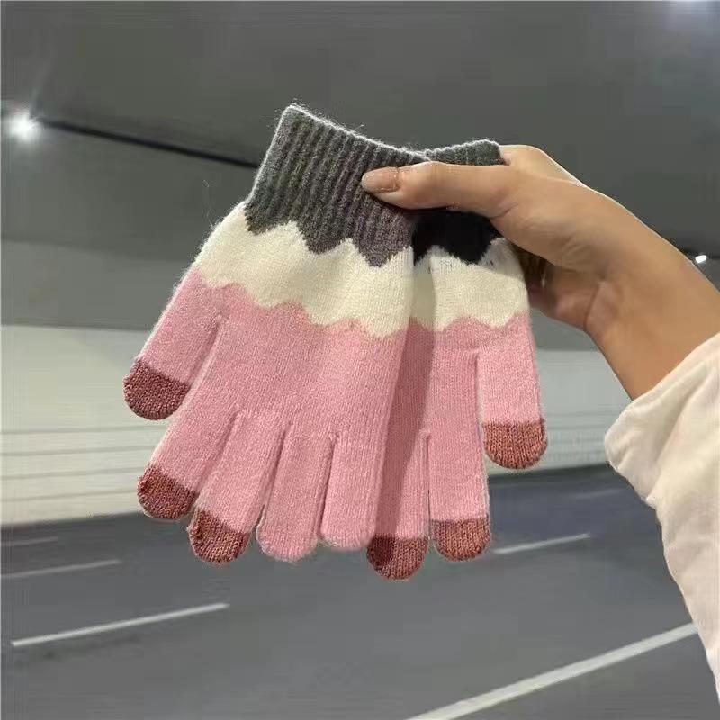 Korean Style Winter Touchscreen Knitted Gloves - Cute, Warm, Cold-Proof for Female Students & Cycling