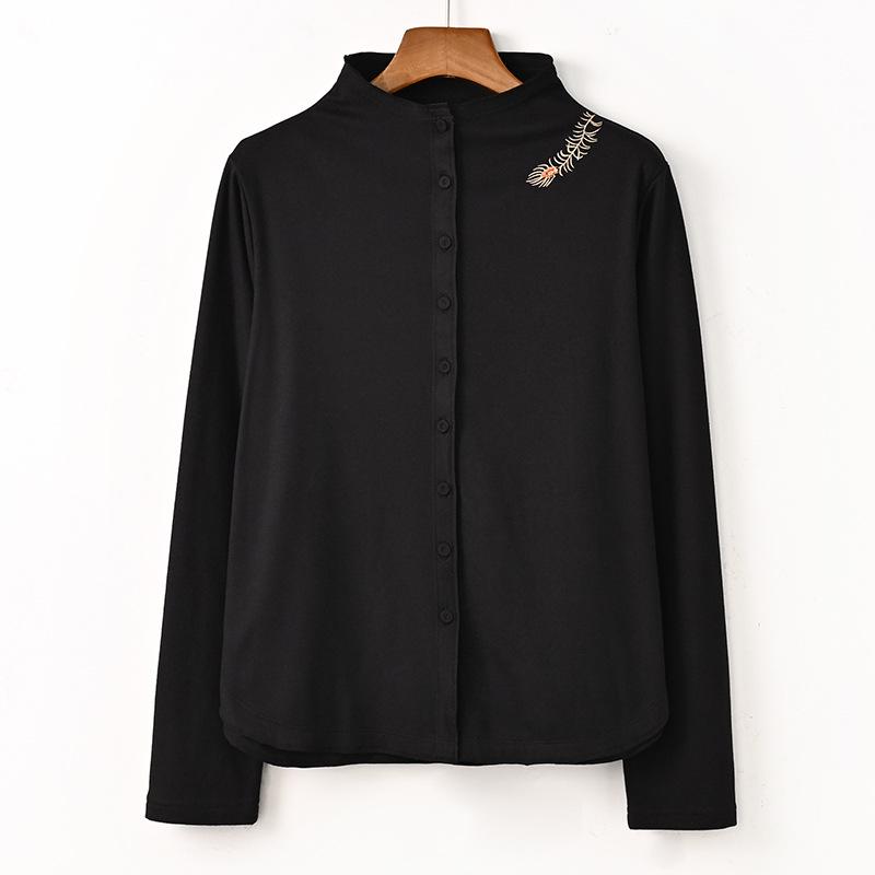 

Женский осенне-зимний вязаный теплый кардиган 2024 года с полувысоким воротником и вышитым ретро-дизайном L: 100-120 lbs