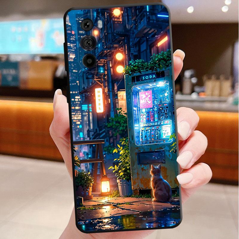 Japan Anime Street View Landscape Phone Case For Motorola Edge 60 50 40 Pro 60 50 40 30 Ultra Neo Fusion Moto G Play G Stylus G