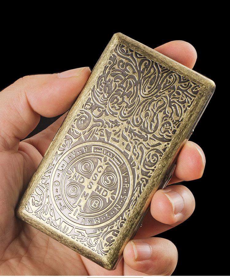 Retro Bronze Slim Cigarette Case for Men & Women - Holds 20