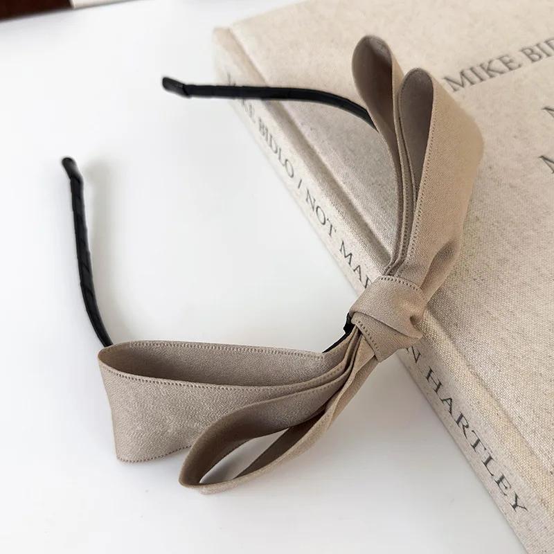 Big Bow Hair Hoop Girls Sweet Simple Headbands for Woman Temperament Hair Band Satin Double Bow Hair Band Fashion Headdress Gift