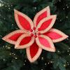 Gold Red Fake Flower Fabric Plastic Xmas Tree Decorations High Quality Glitter Poinsettia  New Year