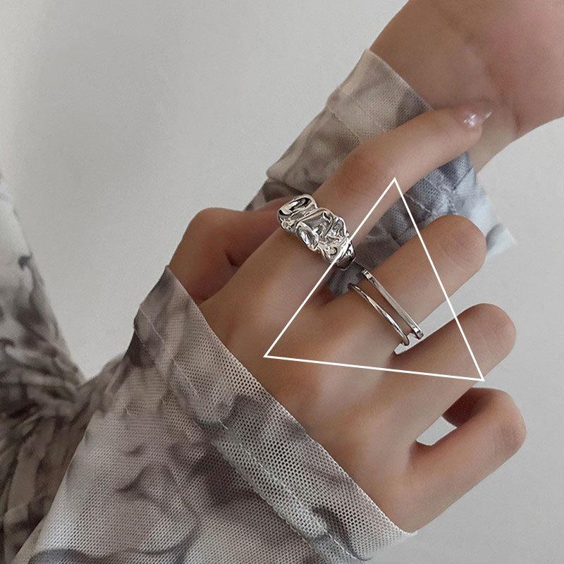 Geometric Adjustable Ring For Women With Elegant Texture Perfect For Trendy Accessories