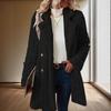 Women S Plush Double Breasted Mid Length Coat Notched Lapel Casual Warm Outerwear