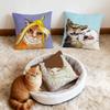 Cute Fun Art Cat Painting Retro Soft Pillowcase Sofa Living Room Home Office Decor Protective Covers Party Hogar Pillow Cover