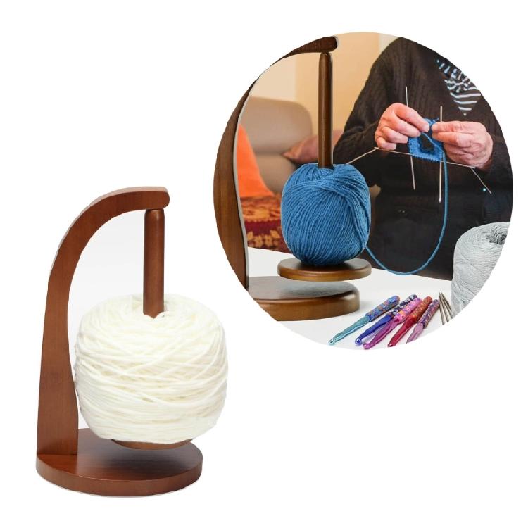 Wood Spinning Yarn and Thread Holder, Yarn Holder with Twirling Mechanism