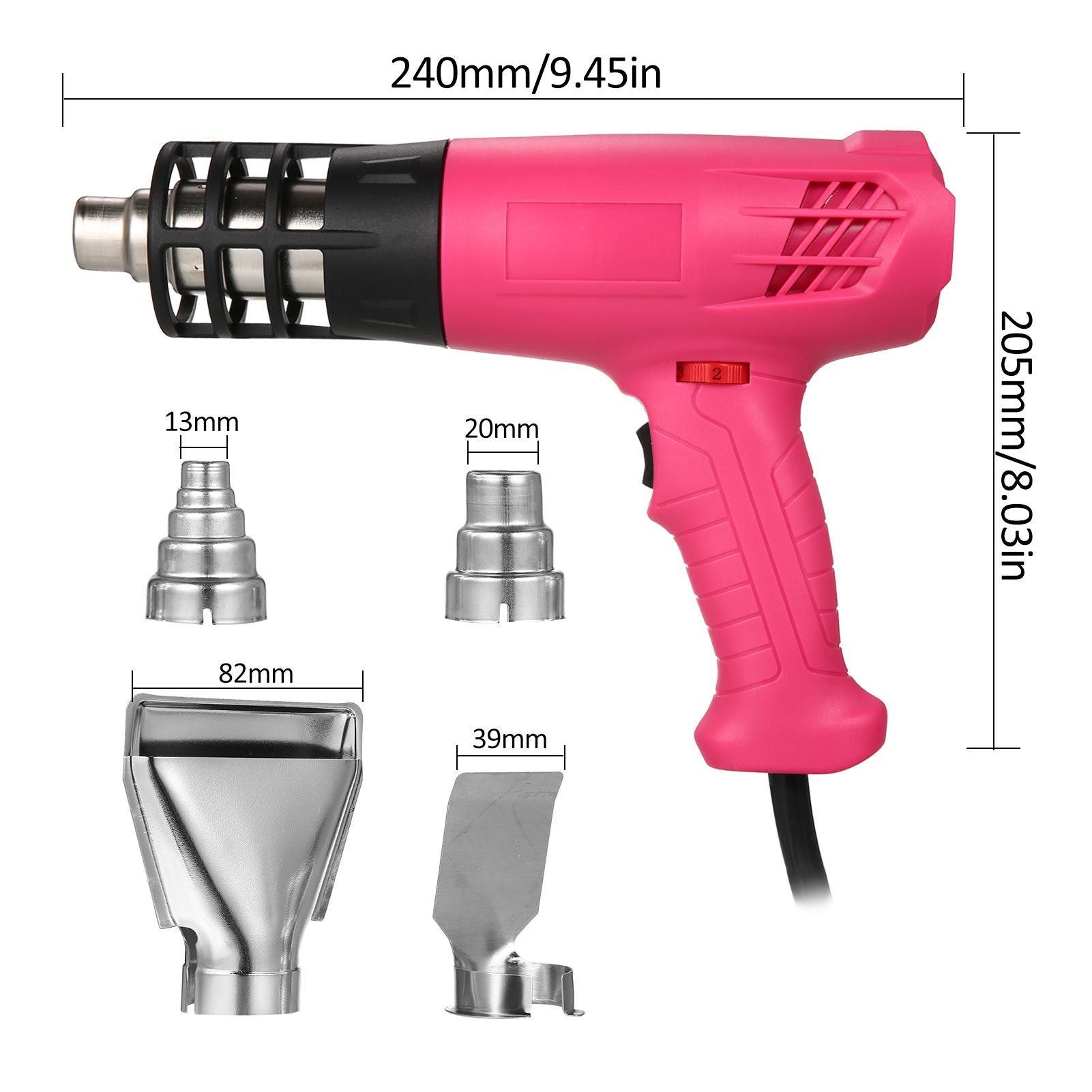 

Машина для нагрівання гарячим повітрям Температури регульовані Ручний нагрівальний пристрій Портативна машина для нагрівання гарячим повітрям 1600-2000 Вт 60~600℃ UK рожевий