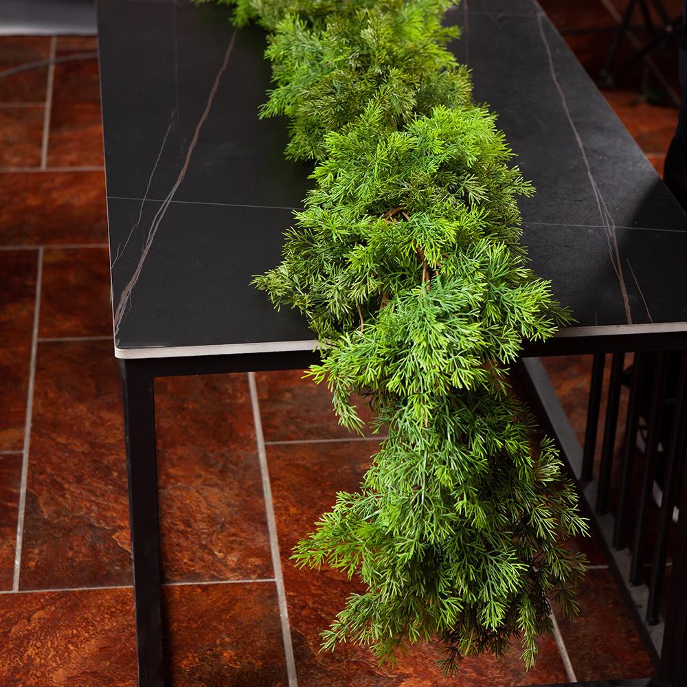 American Christmas Decoration Soft Glue Pine Cypress Leaves Pine Leaf Simulation Door Hanging Simulation Rattan Wall Hanging