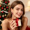 Oil Dripping Jewelry 1 Pair Christmas Earrings for Women, Santa Claus Jingle Bell Bow Fun Gift Her Stud Earrings, Holiday Accessories Xmas Party,