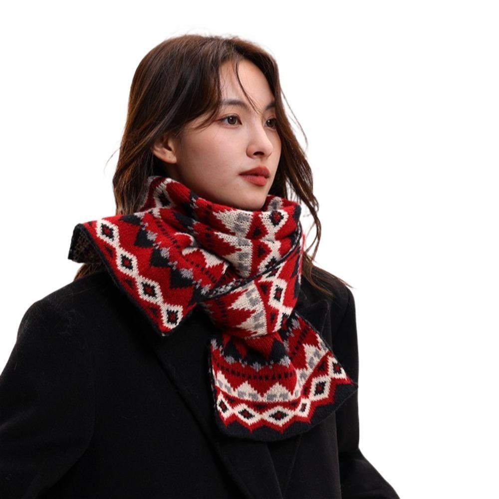 Korean Style Women Scarf Jacquard Woolen Neckerchiefs Fashion Winter Knitted Scarves  Gifts