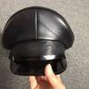 Neue Damen Herren Leder Militärhut Deutschland Offizier Schirmmütze Armeehut Rindenpolizei Kappe Cosplay Halloween Partyhut 57-61cm