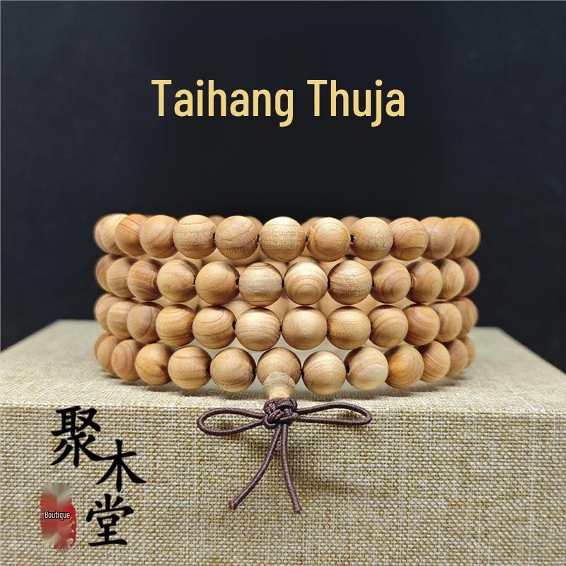 Buddhist Prayer Bracelet - 108 Beads, Multi-strand Sandalwood, Black Rosewood, Wenwan Style