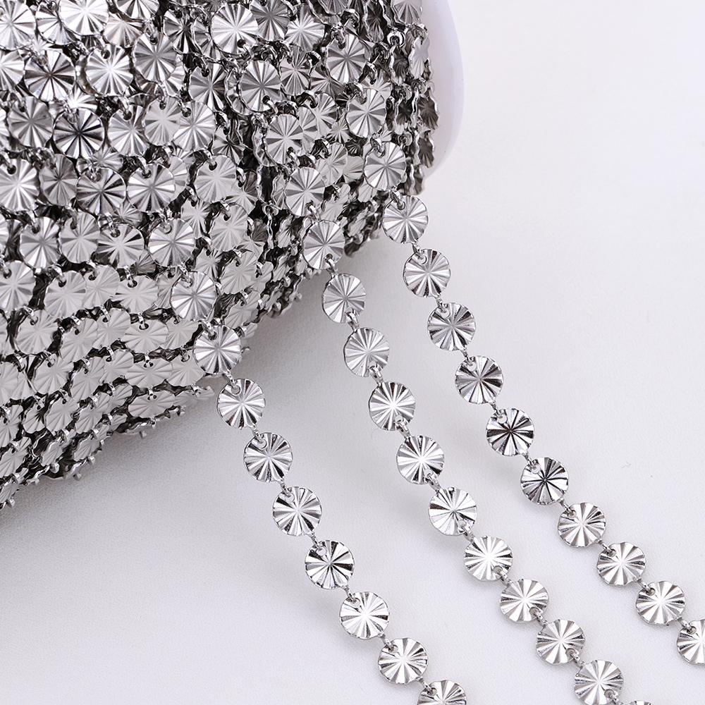 2Meters 1Meter Stainless Steel Chains Gold Color Embossing Round Love Heart Chains for Necklace Bracelet Jewelry Making DIY Bulk