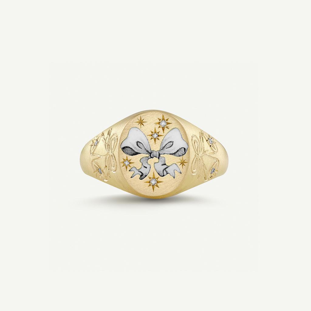 Titanium Steel Fashion Light Luxury Painted Seal Statement Ring Butterfly Love Rabbit Flower Personality Design Sense 18K